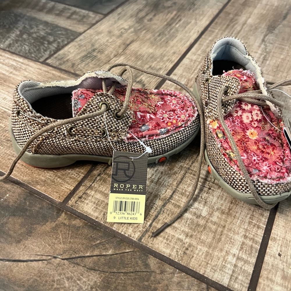 Roper Kids' Pink and Brown Floral Shoes